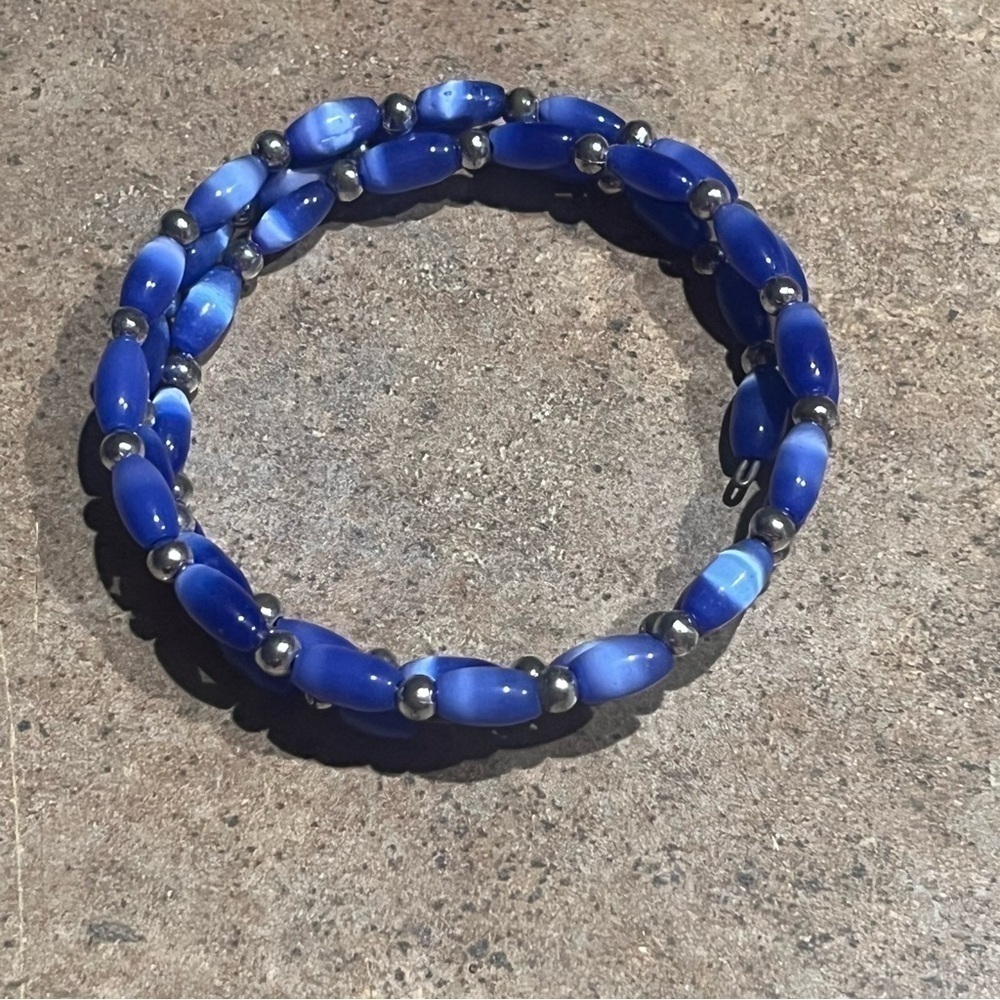 Faux, Costume, Estate Jewelry, Beaded Blue, Bracelet